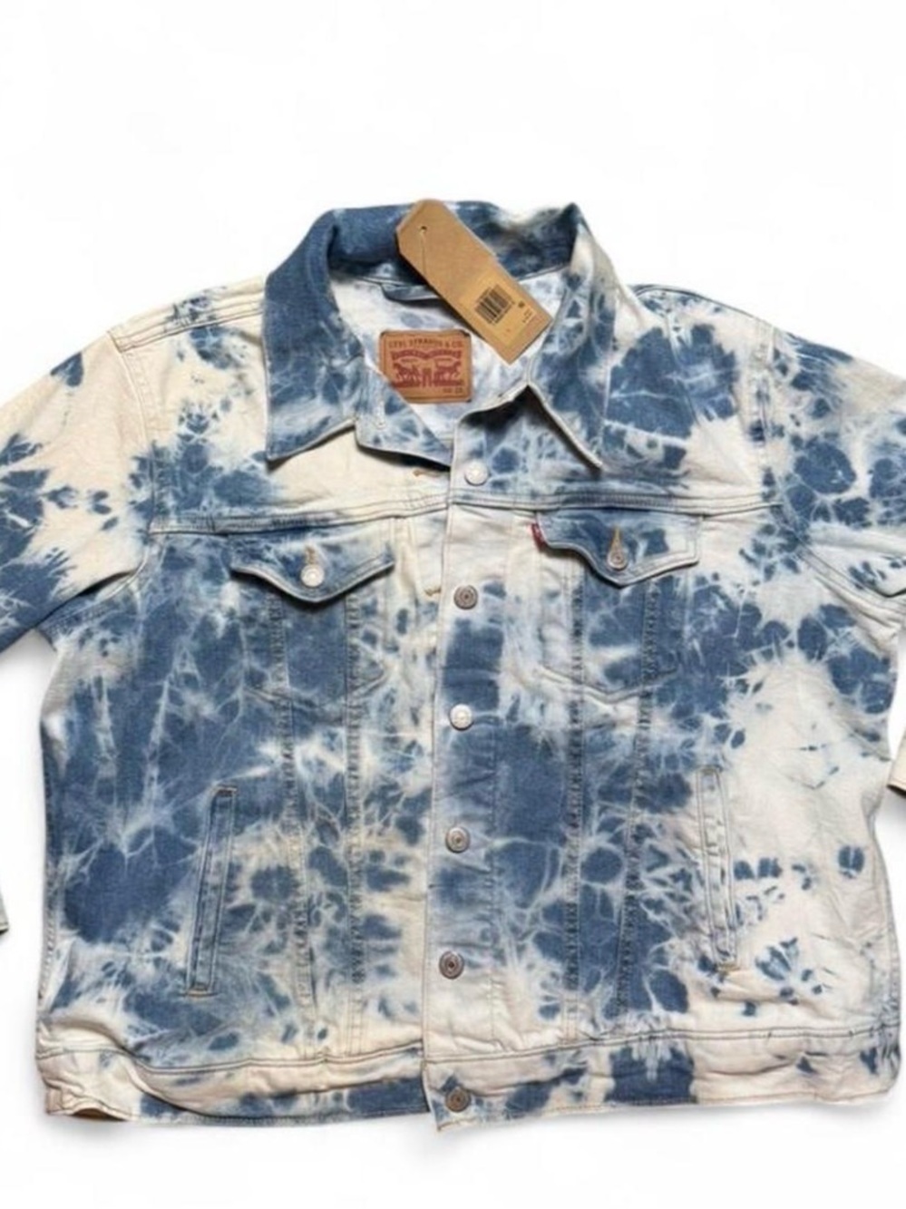Levi's Blue & White Tie-Dye Denim Trucker Jacket - Size 1X - Picture 2 of 7